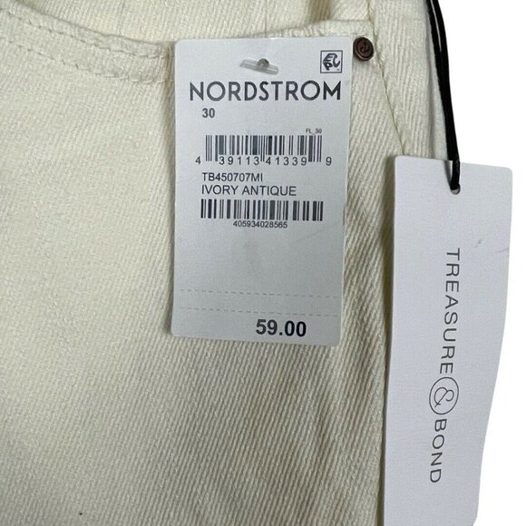 NWT Treasure & Bond Size 30 Ivory Antique Cut Off Shorts High Rise Step Hem - Picture 7 of 7
